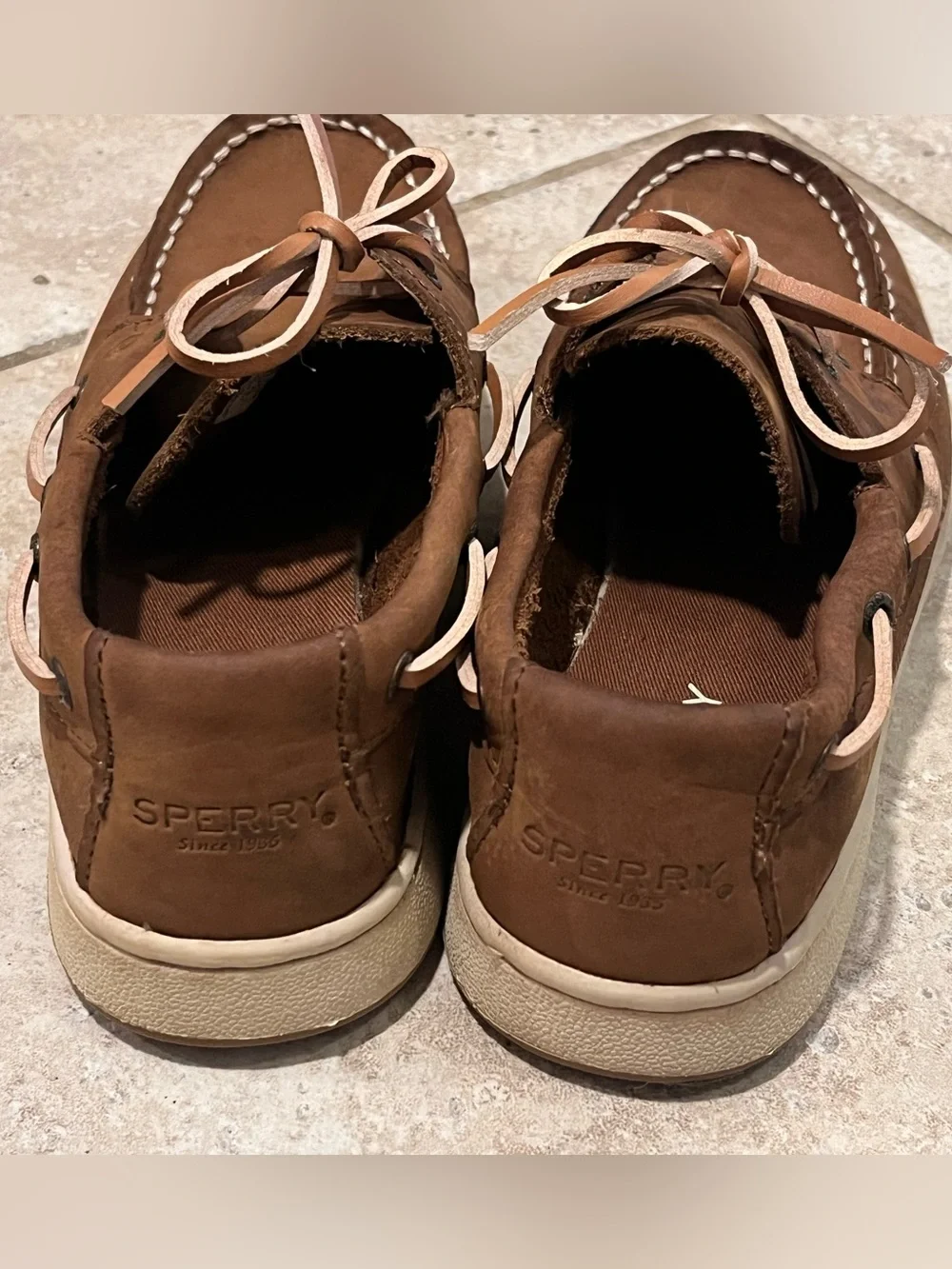 Sperry Cup II Leather Boys Boat Shoes WORN 1X WOW 1.5